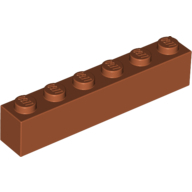 Lego kostka (kostička) 1x6, tmavě oranžová (4164447, 4649911, 6000743)